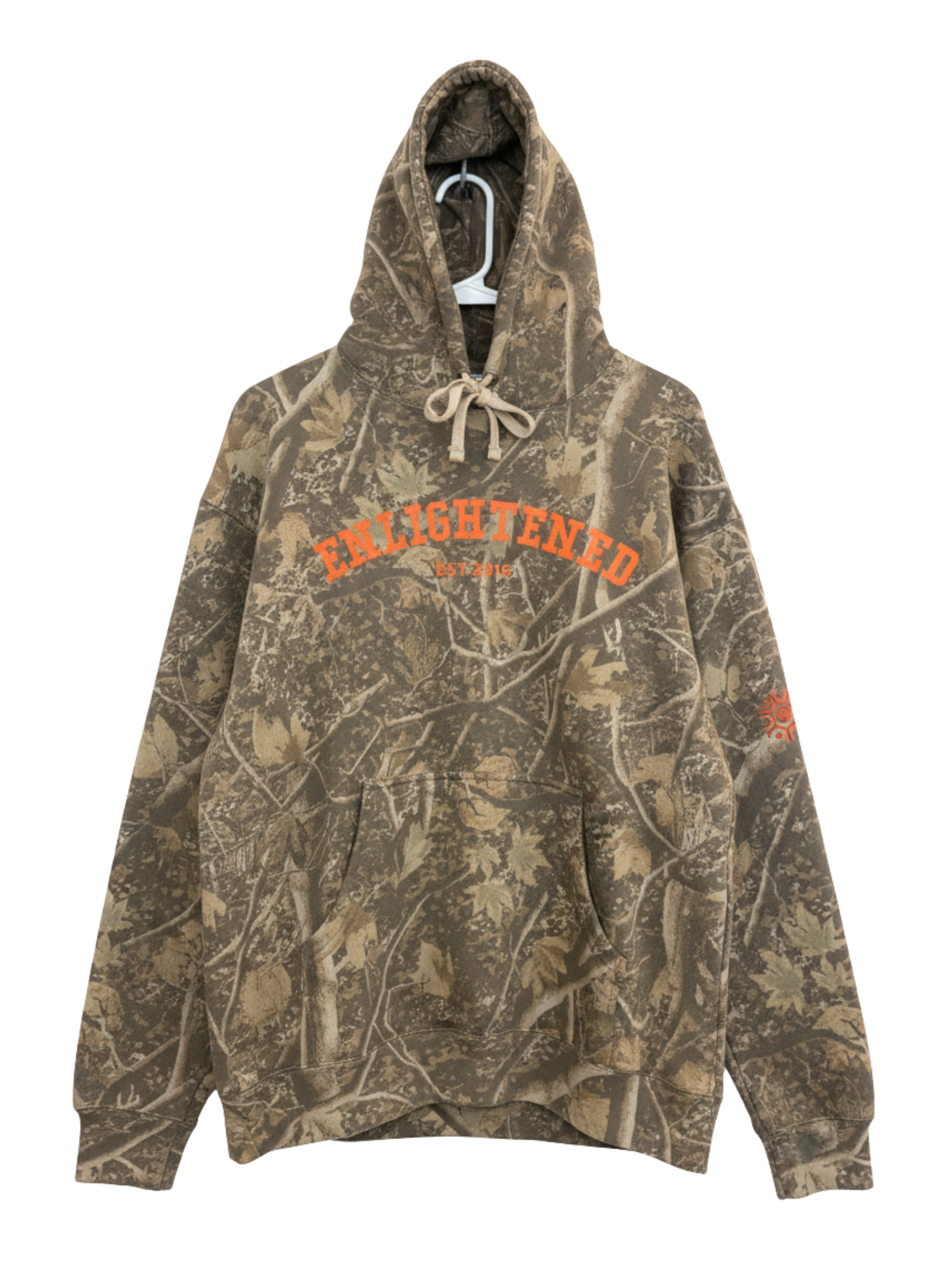 Enlightened Deadwood Camo Hoodie-Orange Font