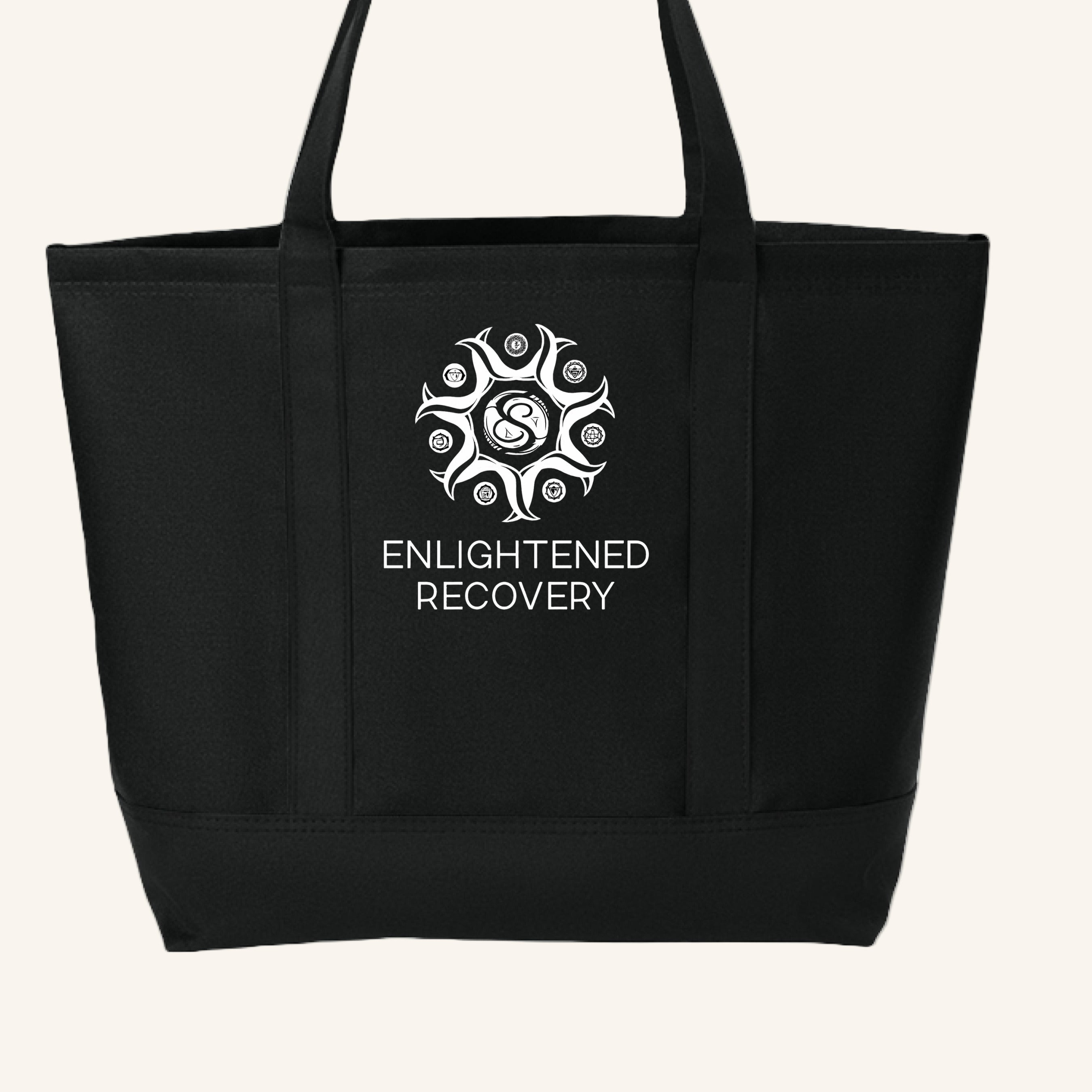 Enlightened recovery black tote bag